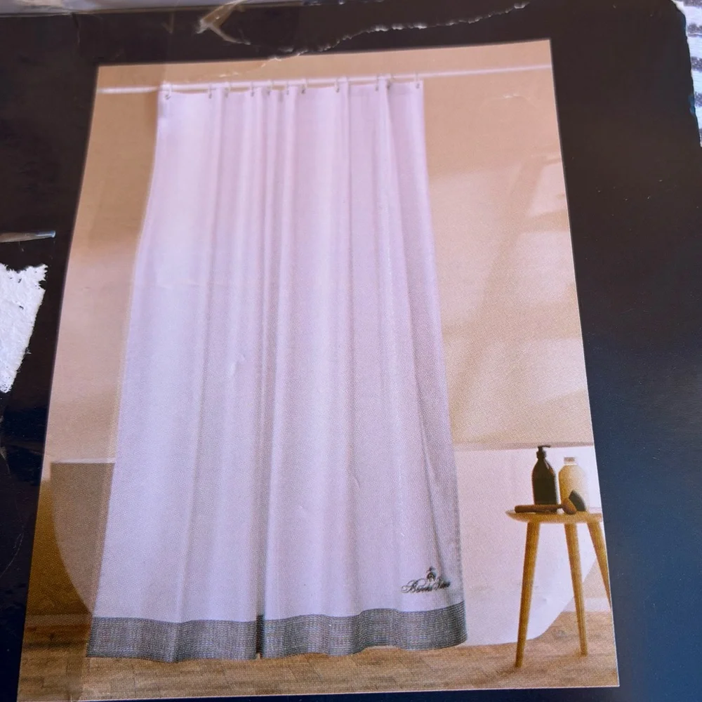 NWT Brooks Brothers Rope Stripe Border Shower Curtain